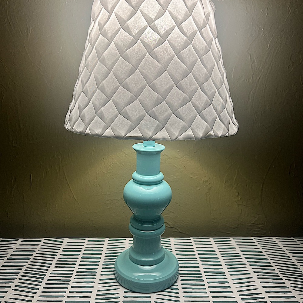 Small Lamp - Teal with White Shade